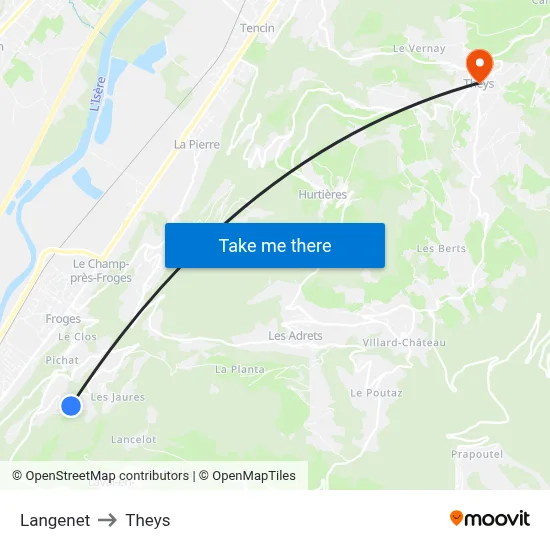 Langenet to Theys map