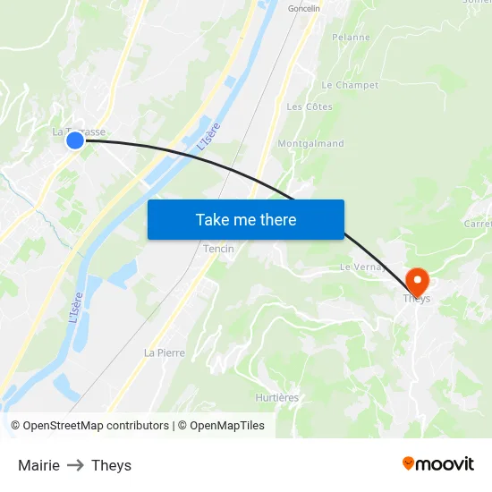 Mairie to Theys map