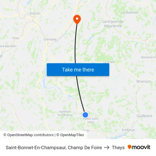 Saint-Bonnet-En-Champsaur, Champ De Foire to Theys map