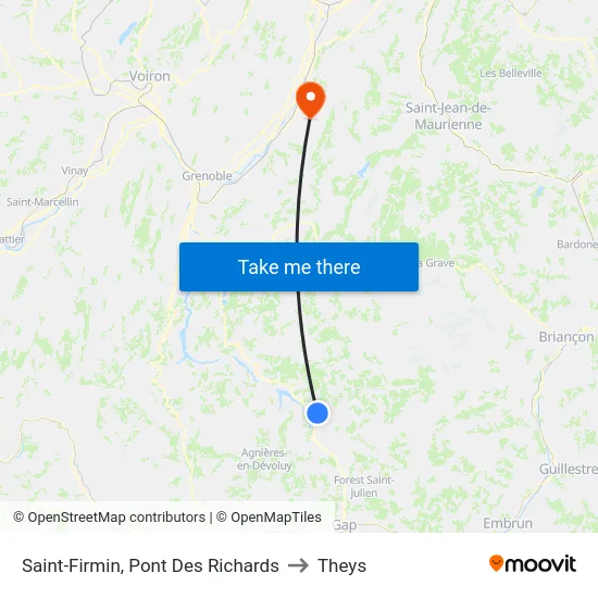 Saint-Firmin, Pont Des Richards to Theys map