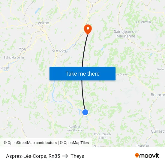 Aspres-Lès-Corps, Rn85 to Theys map