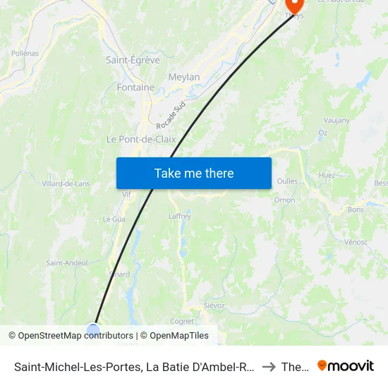 Saint-Michel-Les-Portes, La Batie D'Ambel-Rn75 to Theys map