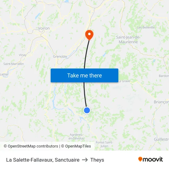 La Salette-Fallavaux, Sanctuaire to Theys map