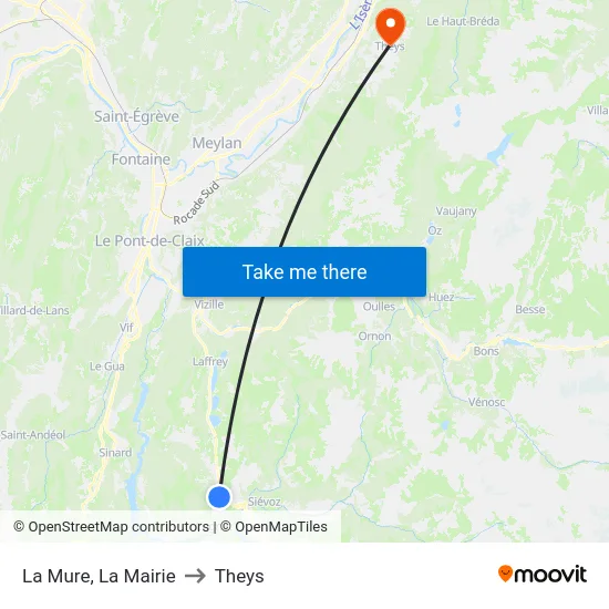 La Mure, La Mairie to Theys map