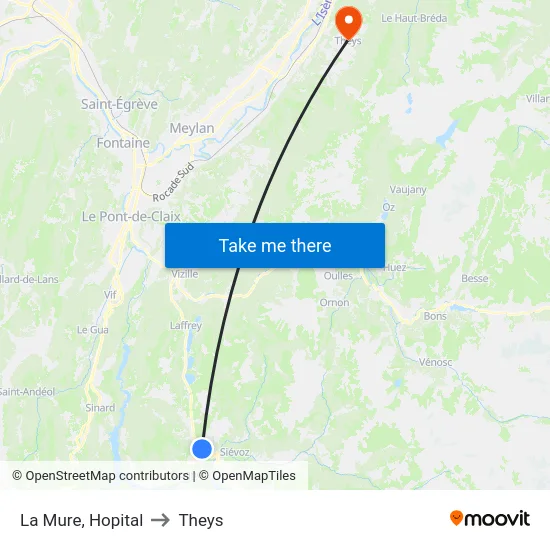 La Mure, Hopital to Theys map
