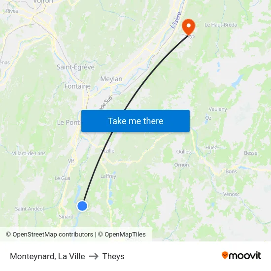 Monteynard, La Ville to Theys map