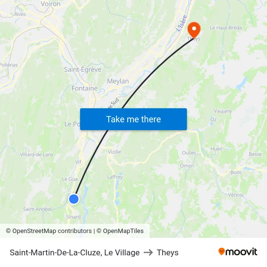 Saint-Martin-De-La-Cluze, Le Village to Theys map