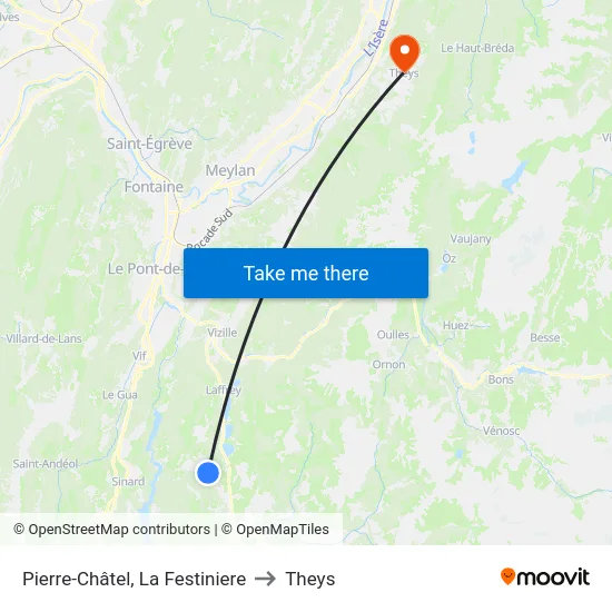 Pierre-Châtel, La Festiniere to Theys map