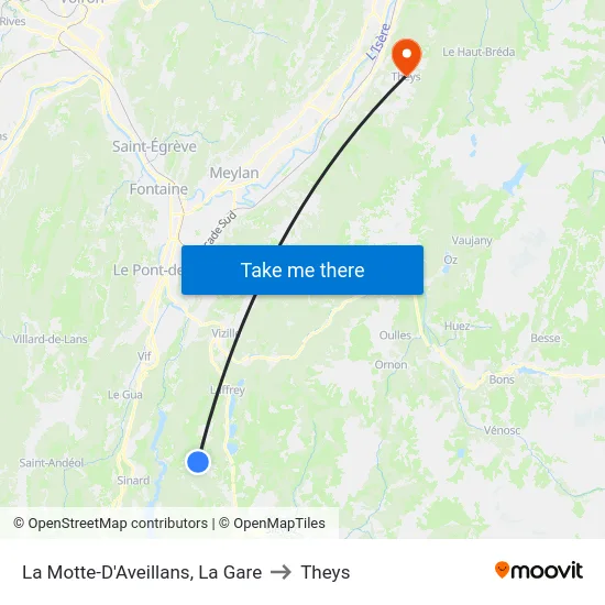 La Motte-D'Aveillans, La Gare to Theys map