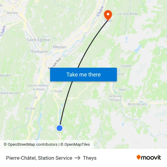 Pierre-Châtel, Station Service to Theys map