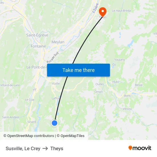 Susville, Le Crey to Theys map