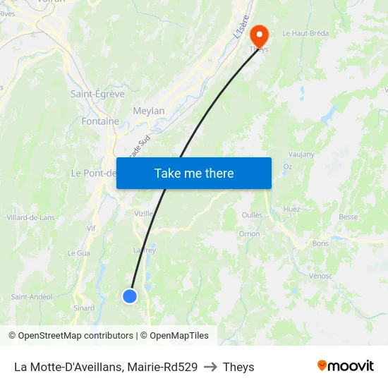 La Motte-D'Aveillans, Mairie-Rd529 to Theys map