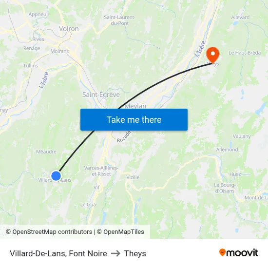 Villard-De-Lans, Font Noire to Theys map