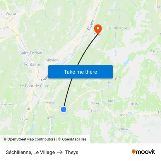 Séchilienne, Le Village to Theys map