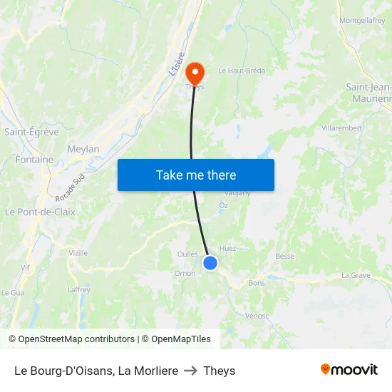 Le Bourg-D'Oisans, La Morliere to Theys map