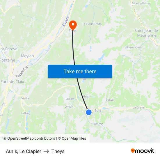 Auris, Le Clapier to Theys map