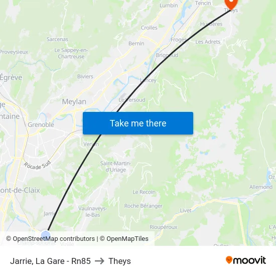 Jarrie, La Gare - Rn85 to Theys map