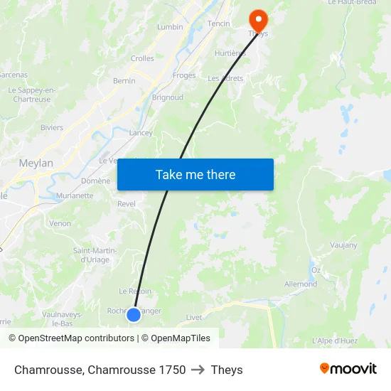 Chamrousse, Chamrousse 1750 to Theys map