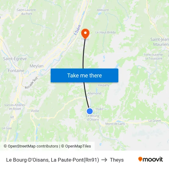 Le Bourg-D'Oisans, La Paute-Pont(Rn91) to Theys map