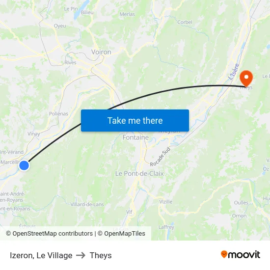 Izeron, Le Village to Theys map