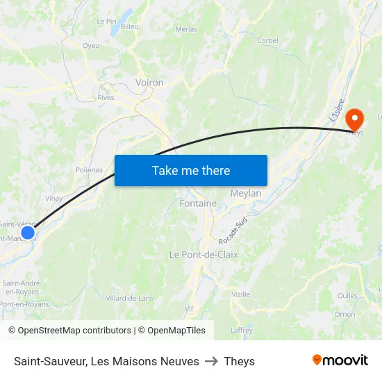 Saint-Sauveur, Les Maisons Neuves to Theys map