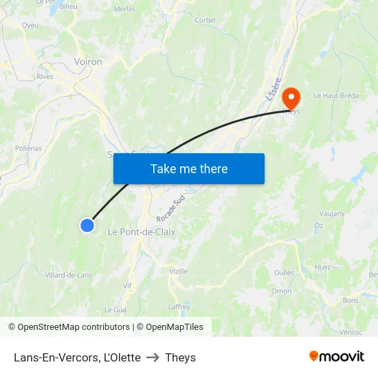 Lans-En-Vercors, L'Olette to Theys map