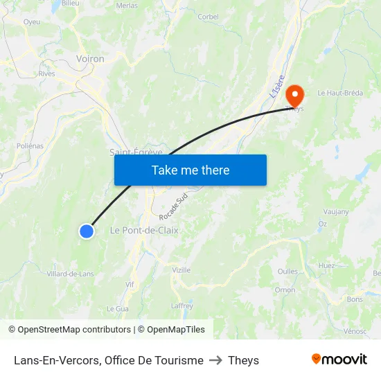 Lans-En-Vercors, Office De Tourisme to Theys map