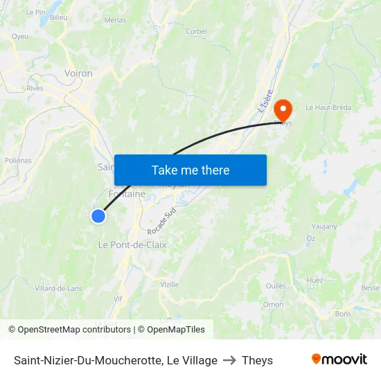 Saint-Nizier-Du-Moucherotte, Le Village to Theys map