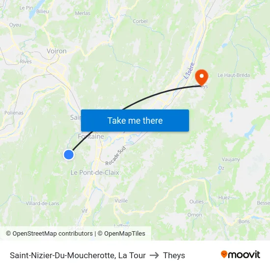 Saint-Nizier-Du-Moucherotte, La Tour to Theys map