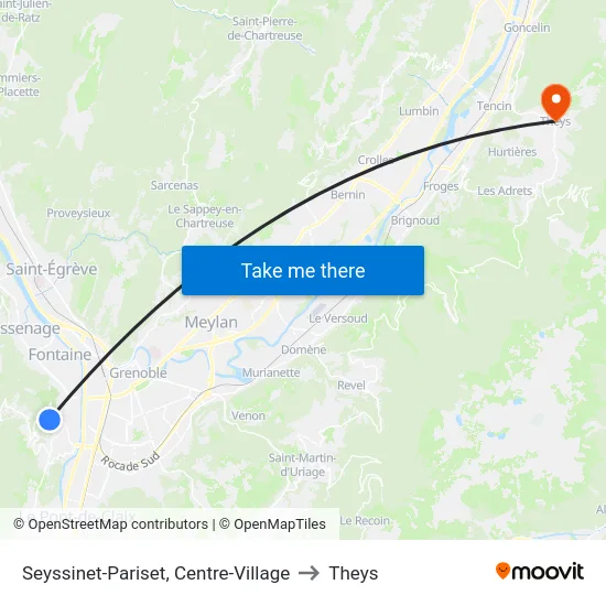 Seyssinet-Pariset, Centre-Village to Theys map