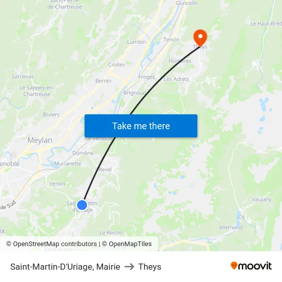 Saint-Martin-D'Uriage, Mairie to Theys map