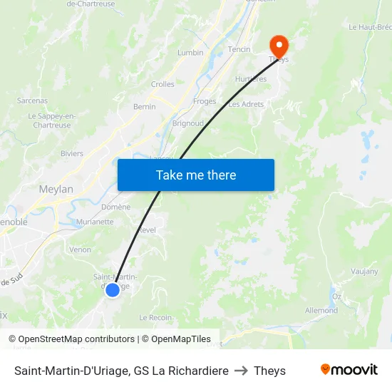 Saint-Martin-D'Uriage, GS La Richardiere to Theys map