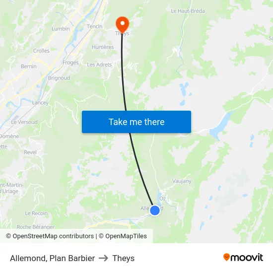 Allemond, Plan Barbier to Theys map