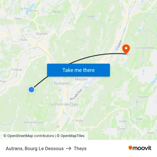 Autrans, Bourg Le Dessous to Theys map