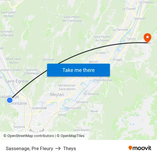 Sassenage, Pre Fleury to Theys map
