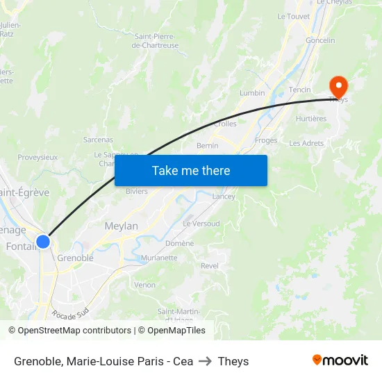 Grenoble, Marie-Louise Paris - Cea to Theys map
