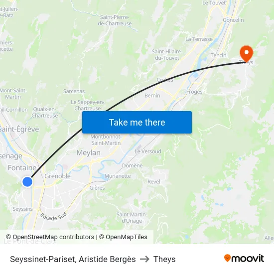 Seyssinet-Pariset, Aristide Bergès to Theys map