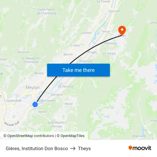 Gières, Institution Don Bosco to Theys map