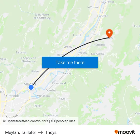 Meylan, Taillefer to Theys map