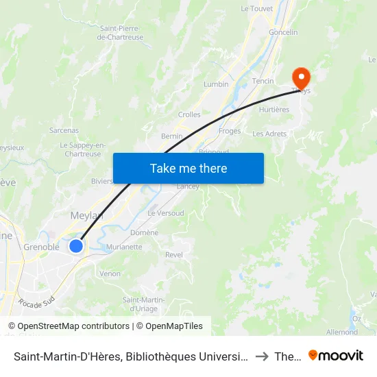 Saint-Martin-D'Hères, Bibliothèques Universitaires to Theys map