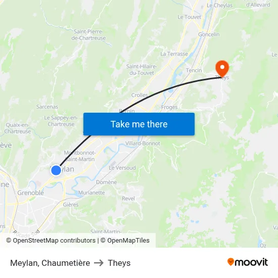 Meylan, Chaumetière to Theys map