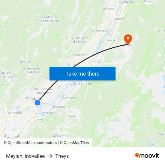 Meylan, Inovallee to Theys map