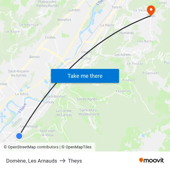 Domène, Les Arnauds to Theys map