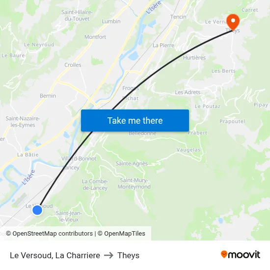 Le Versoud, La Charriere to Theys map