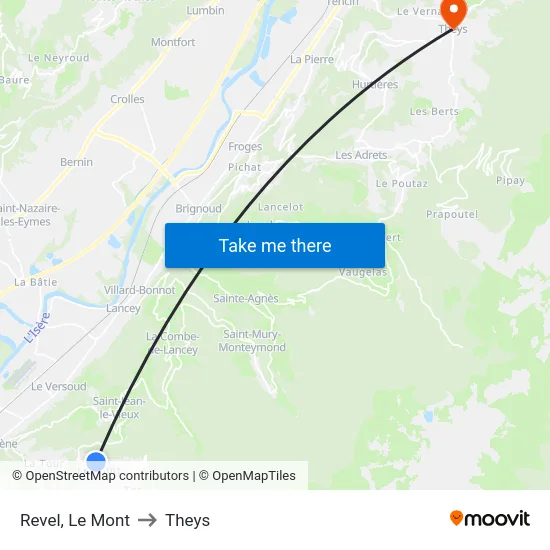 Revel, Le Mont to Theys map