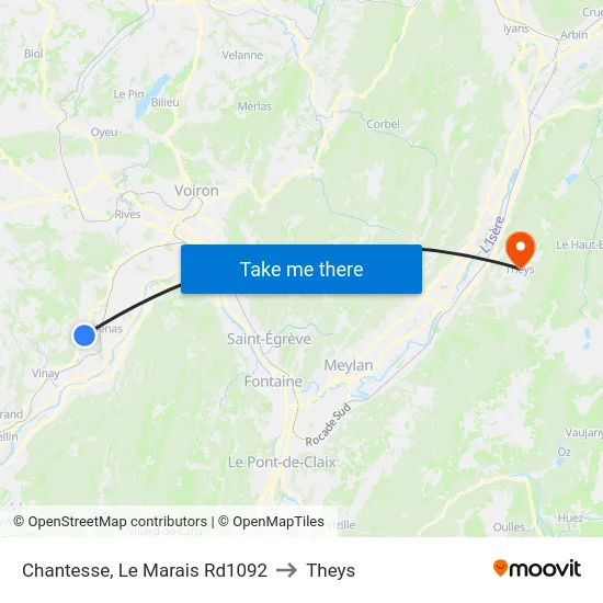 Chantesse, Le Marais Rd1092 to Theys map