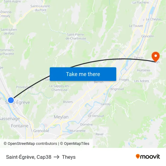 Saint-Égrève, Cap38 to Theys map