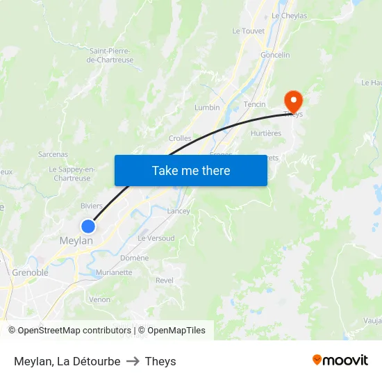 Meylan, La Détourbe to Theys map