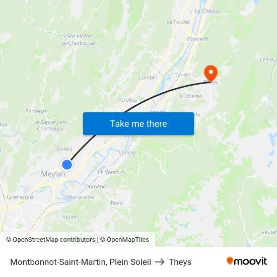 Montbonnot-Saint-Martin, Plein Soleil to Theys map