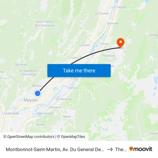 Montbonnot-Saint-Martin, Av. Du General De Gaulle to Theys map